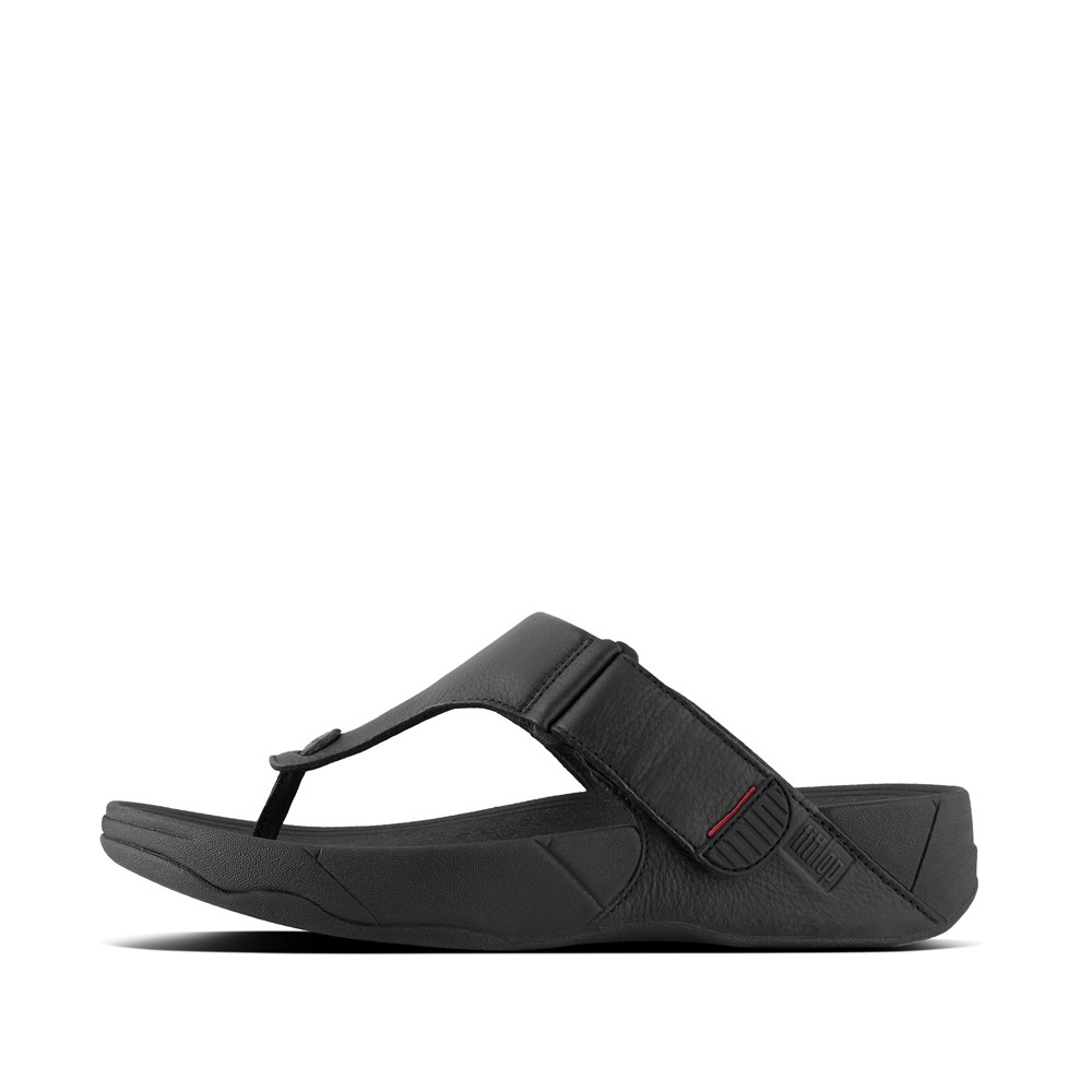 Fitflop Man Sandals Black - Trakk Ii Leather Toe-post - RI6358240